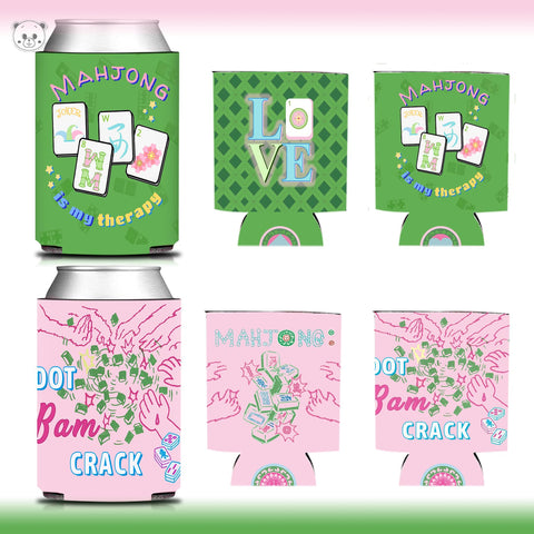 KARAQY funda-lata Mahjong, detalle de textura, opción reutilizable para fiestas.