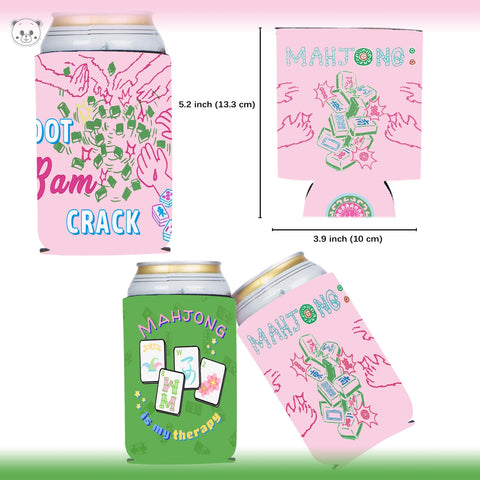 KARAQY funda para lata Mahjong, diseño rosa y verde, embellece reuniones festivas.