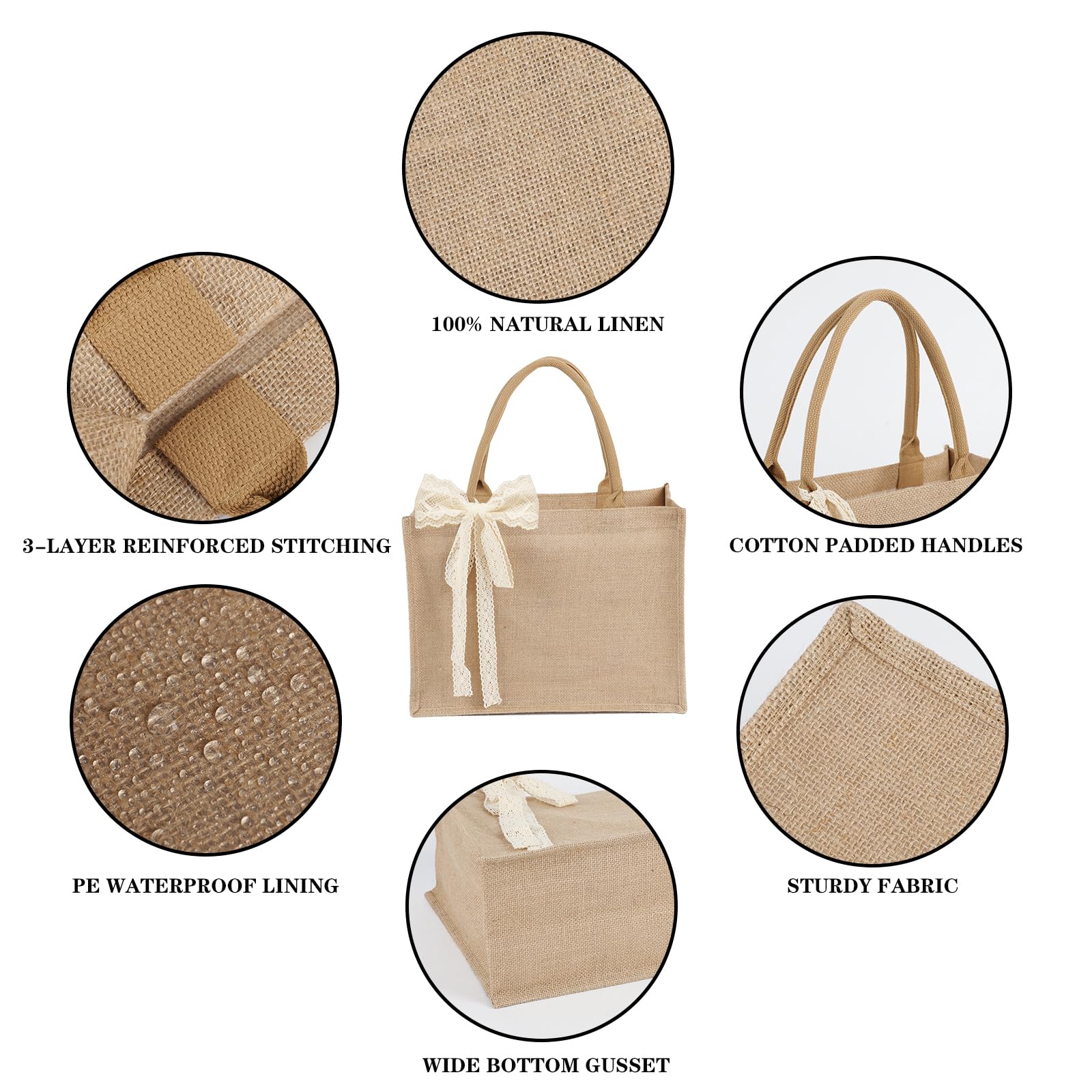 Karinoos bolso de arpillera con superficie DIY para personalizar