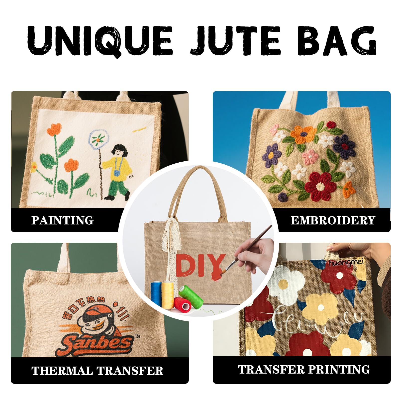 Karinoos bolsa de yute para viajes, resistente y reutilizable.