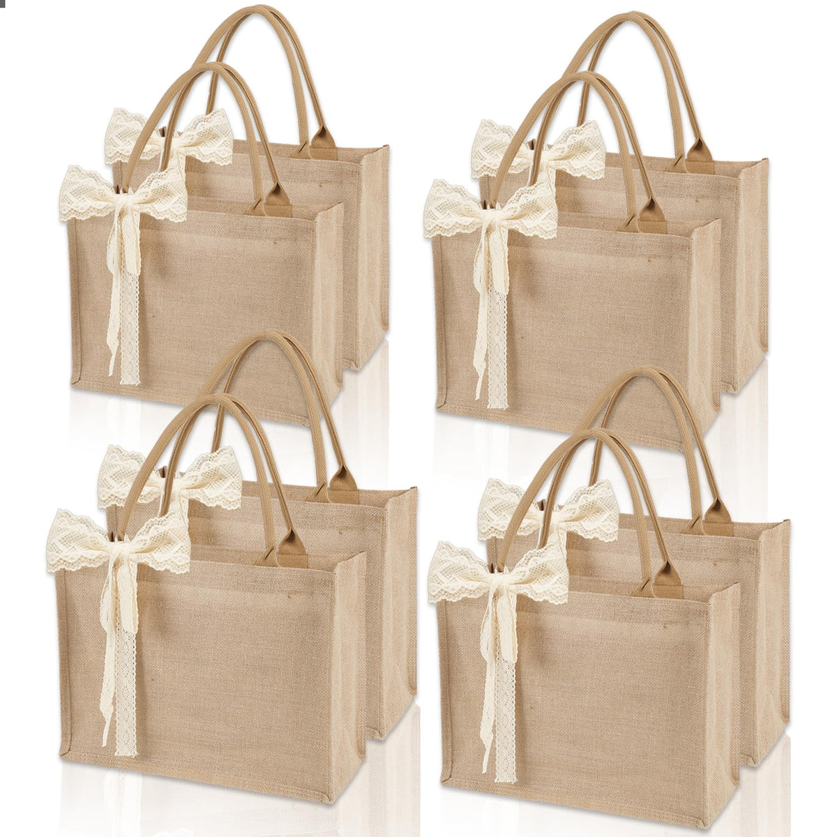 Karinoos: bolsa de yute de 8 piezas con asa, ideal para compras reutilizables.