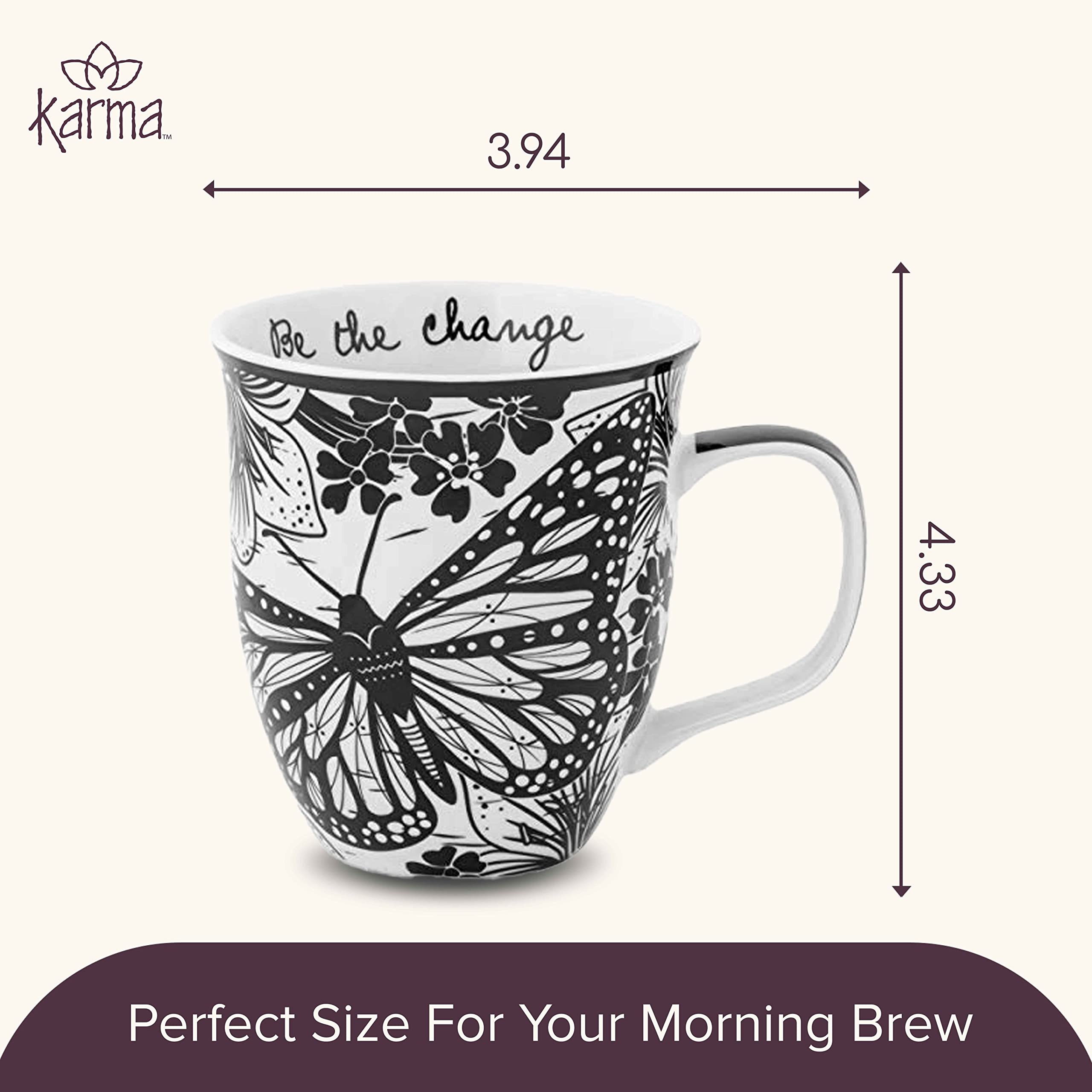 Mariposa en taza Karma Boho, regalo ideal para mujer u hombre