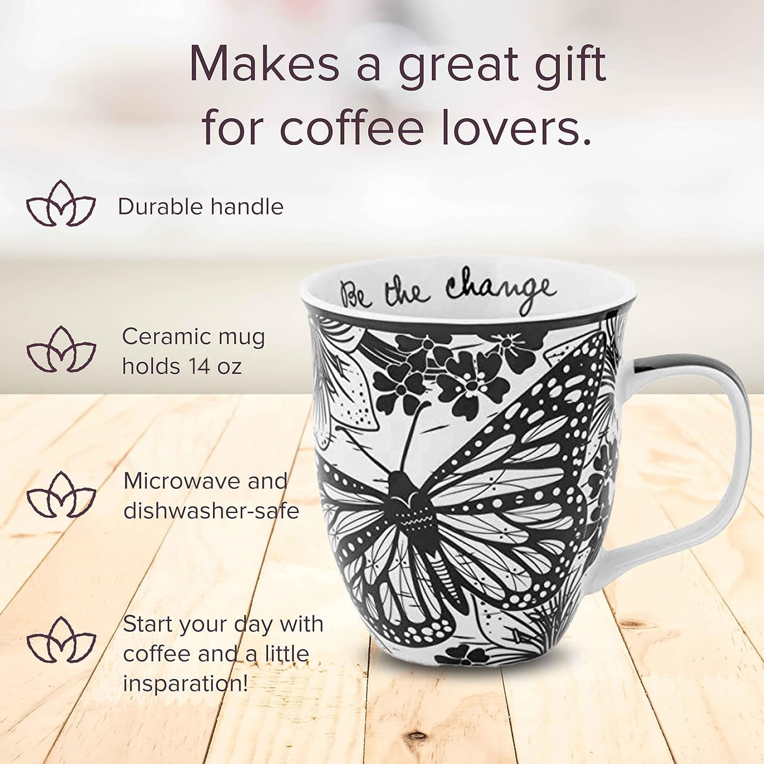 Taza Karma con mariposa, perfecta para té relajante en cualquier momento