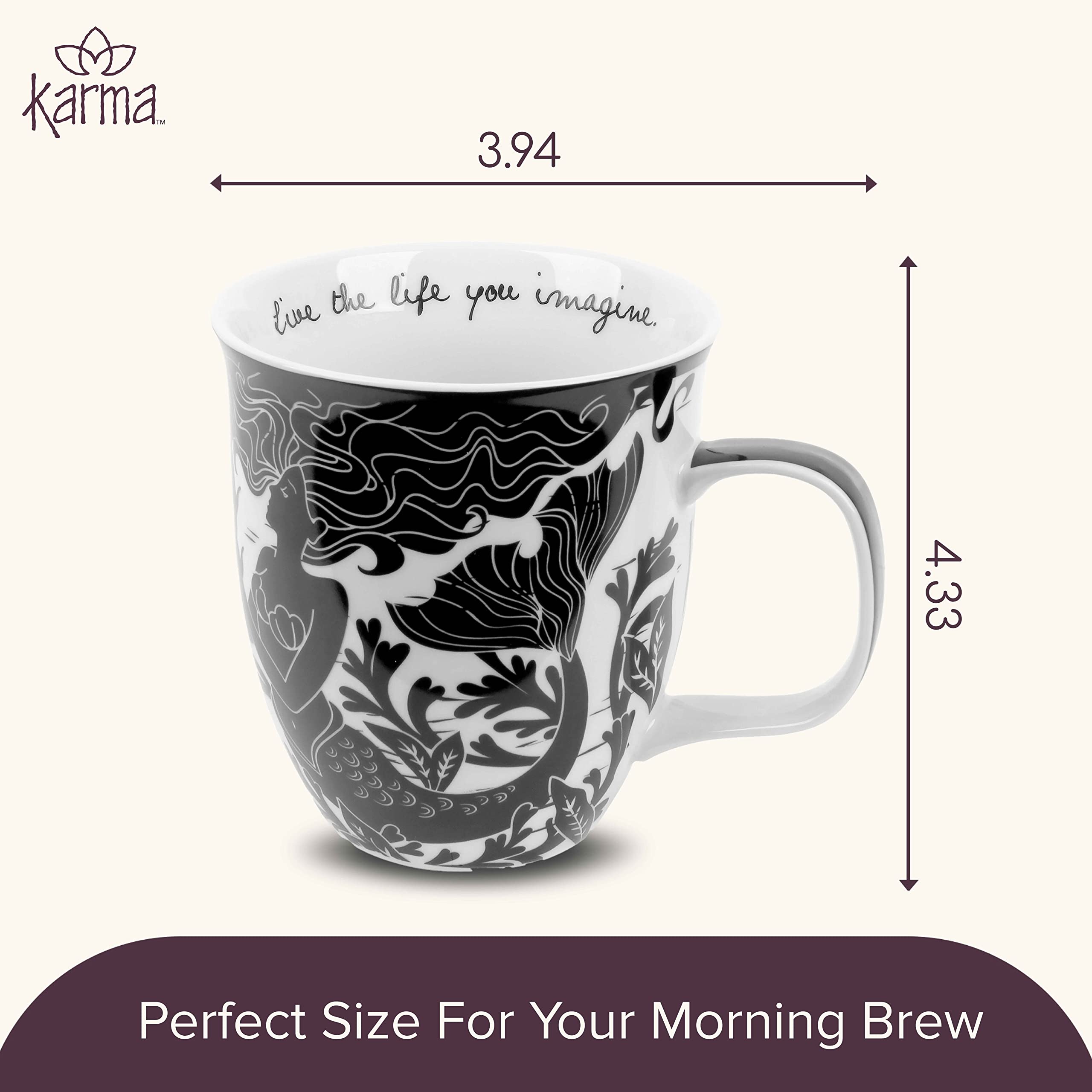 Taza Karma Regalos diseño blanco y negro, regalo para mujeres y hombres.