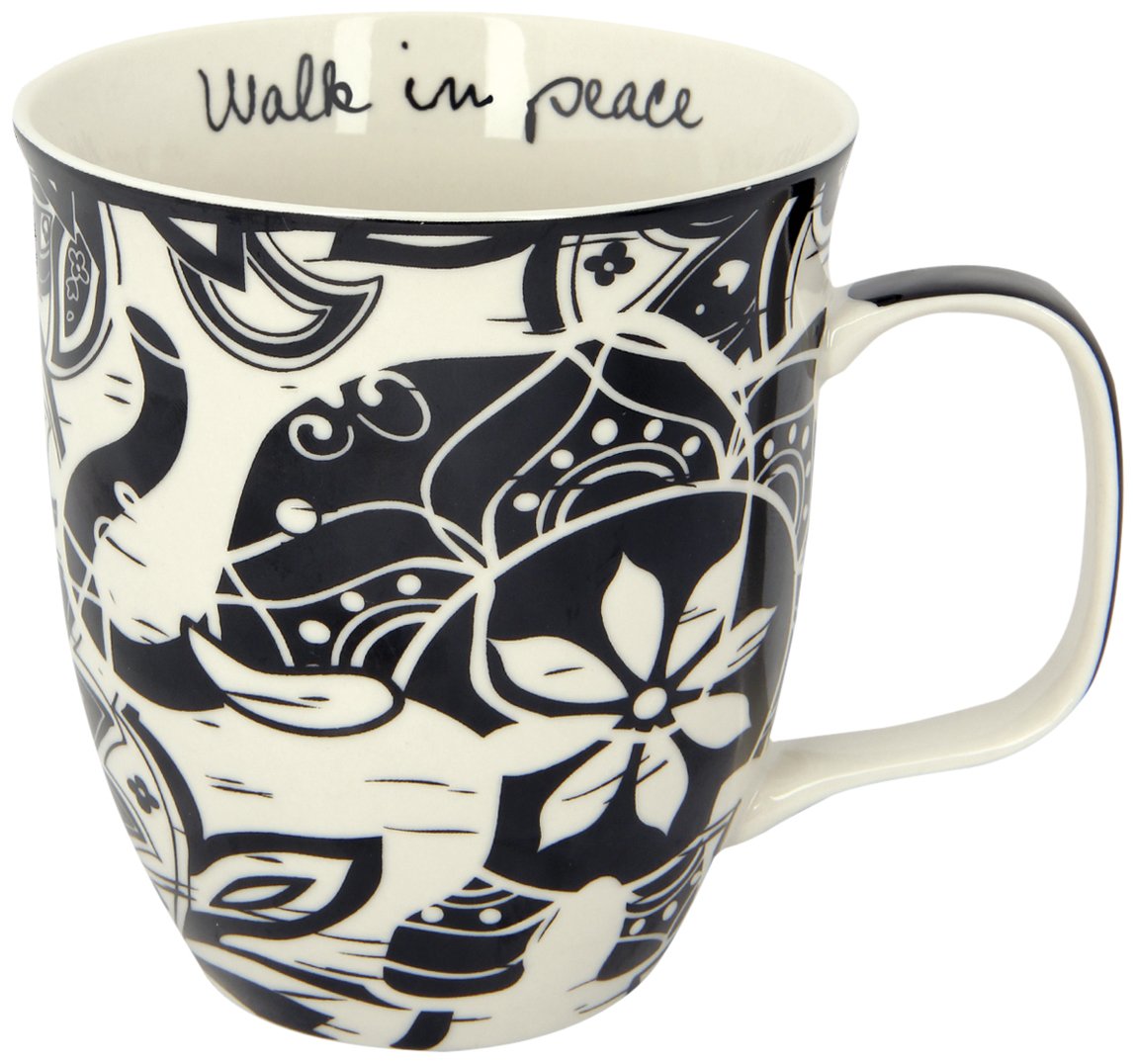 taza karma bohemio cerámica elefante frontal, ideal para café diario