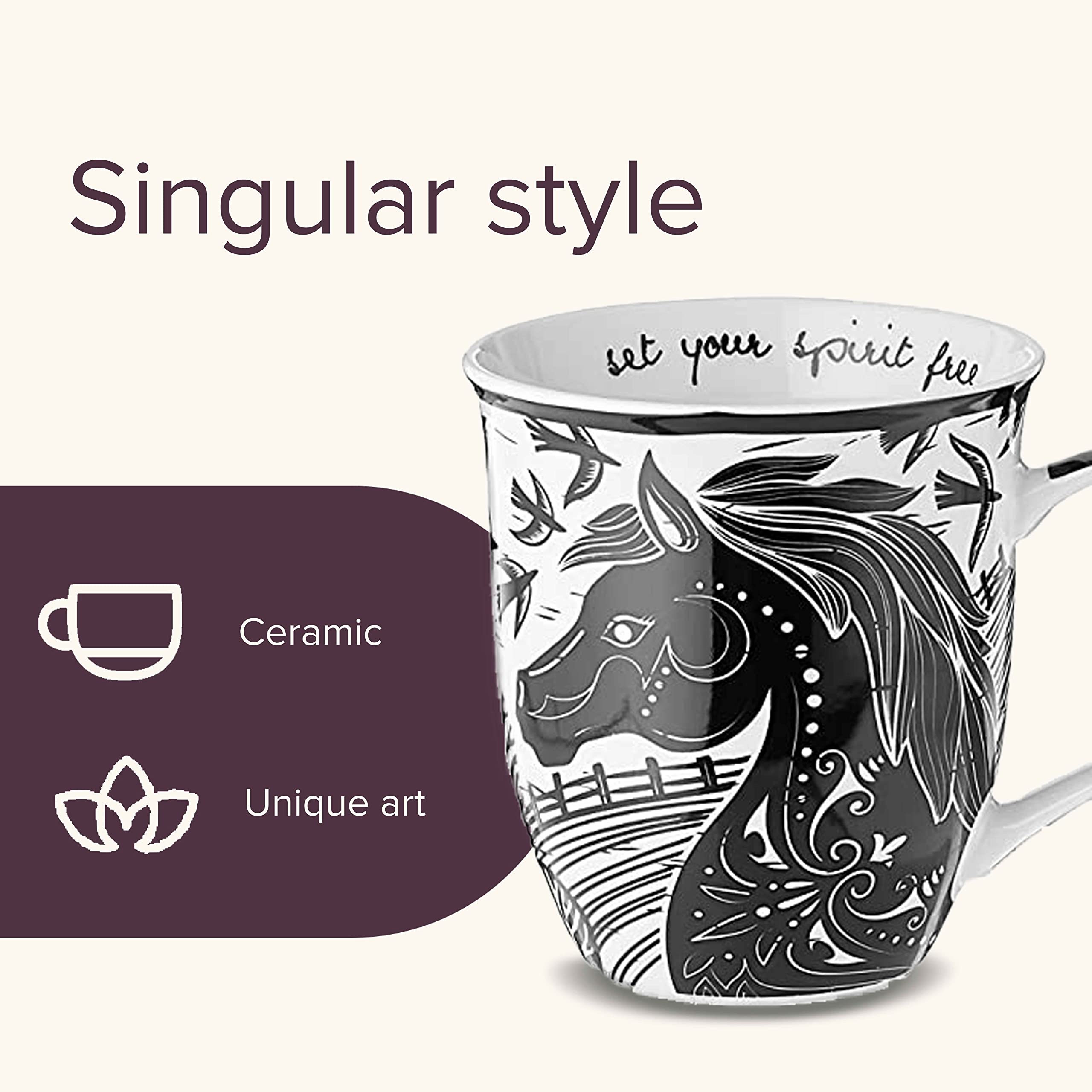 Karma taza cerámica boho, uso diario en casa u oficina.