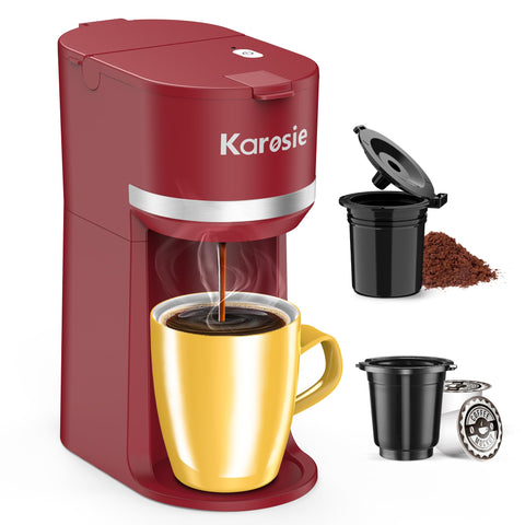 Karosie cafetera de una porción compatible con K-Cup y café molido para mayor flexibilidad.