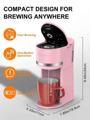 Karosie cafetera diseño compacto, cabe en cocinas pequeñas o dormitorios.