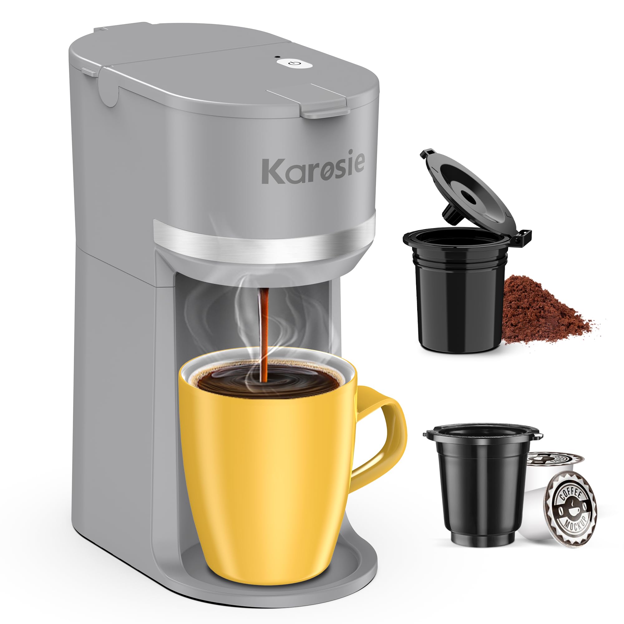 Karosie cafetera una taza, admite cápsulas K y café molido para café rápido
