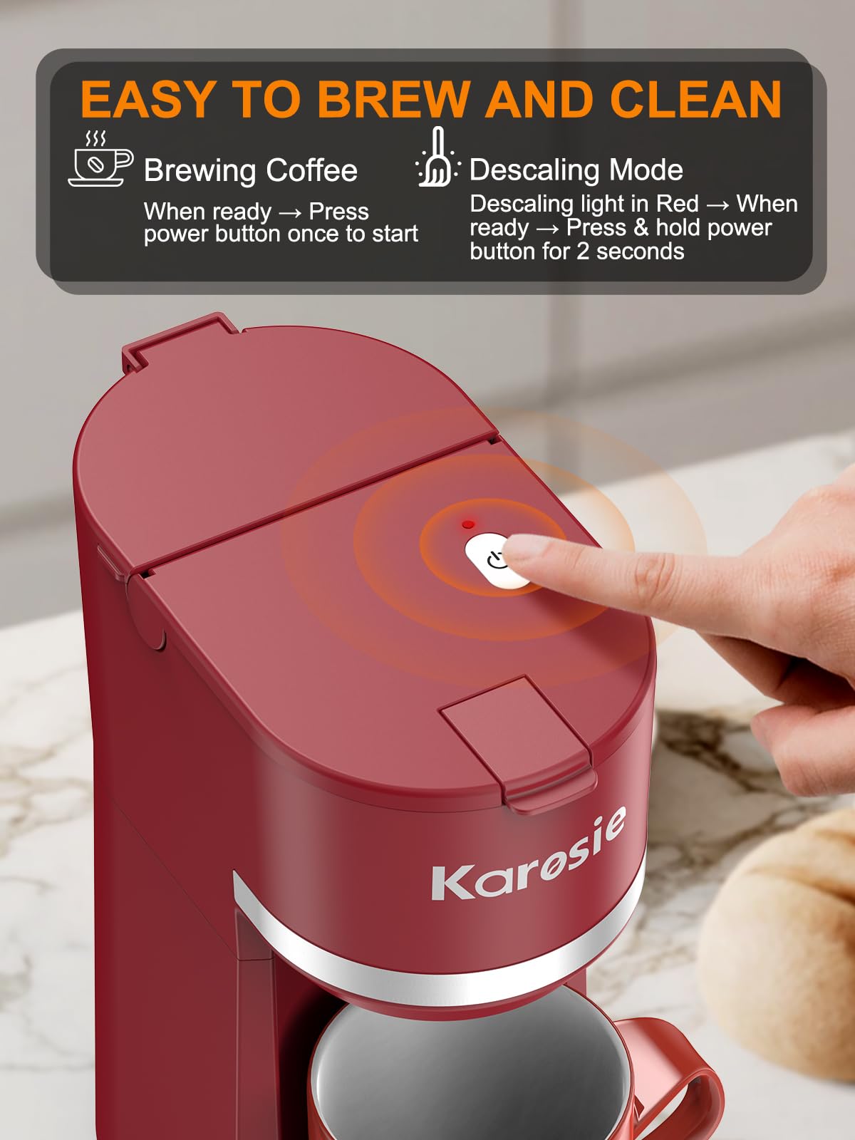 Diseño compacto de Karosie encaja en cocinas pequeñas y oficinas.