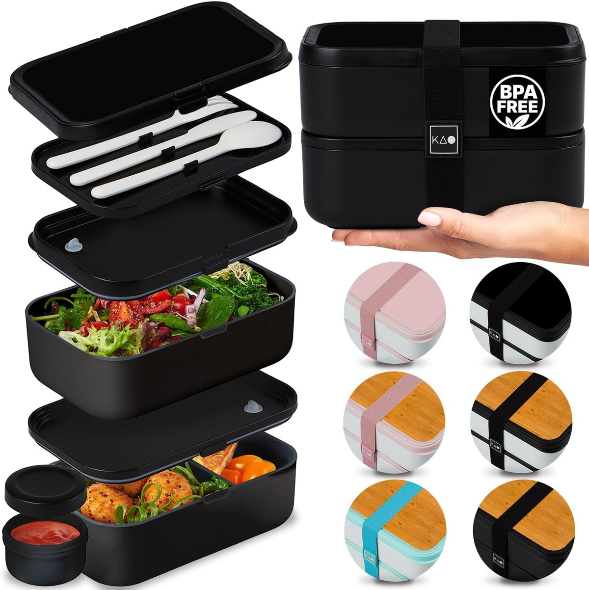 Bento doble KARRICO con tapas antifugas para llevar comidas.