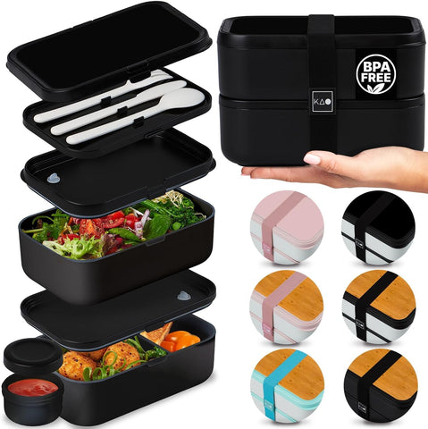 Bento doble KARRICO con tapas antifugas para llevar comidas.
