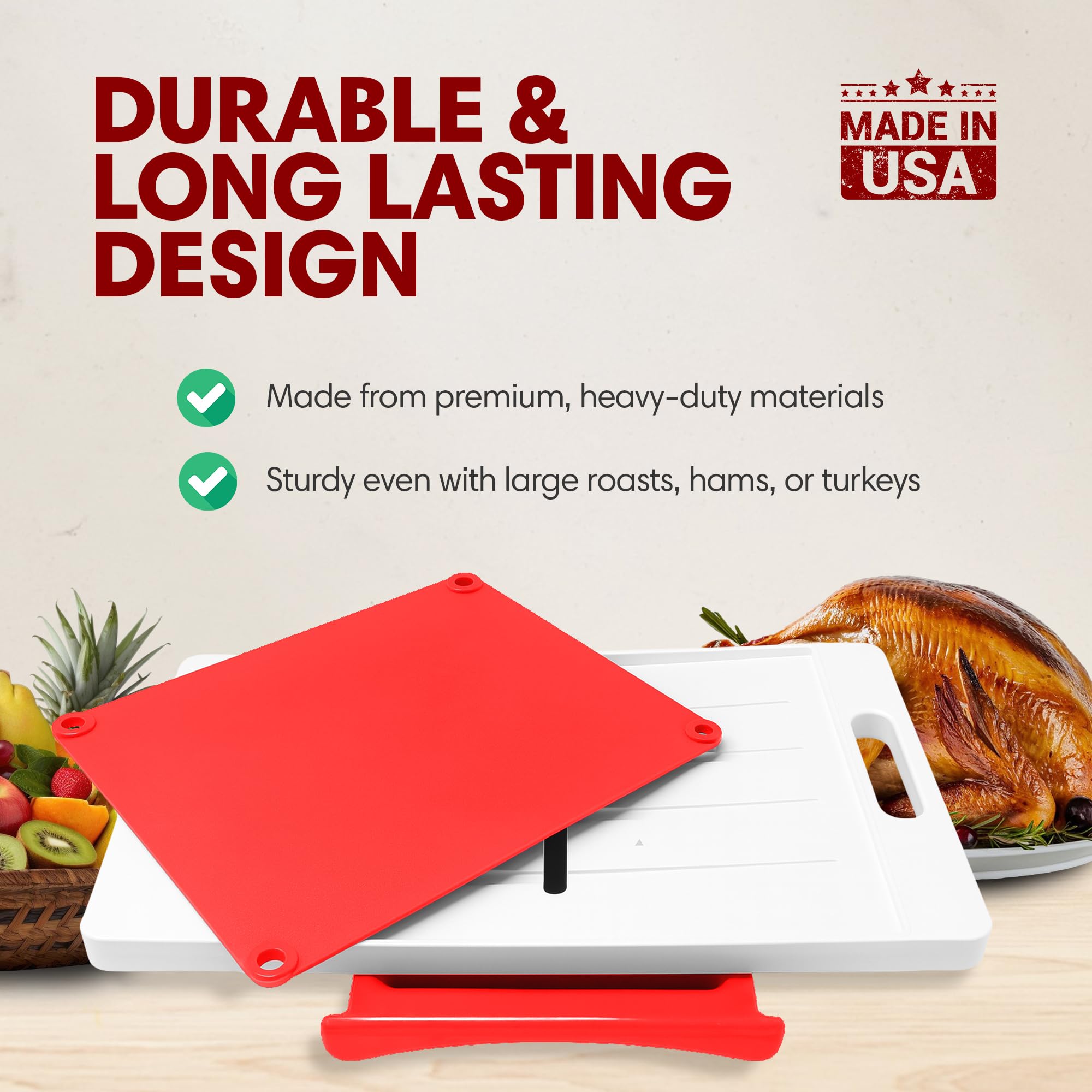 Karving King: drenaje inteligente y bandeja fácil de vaciar para una cocina limpia.