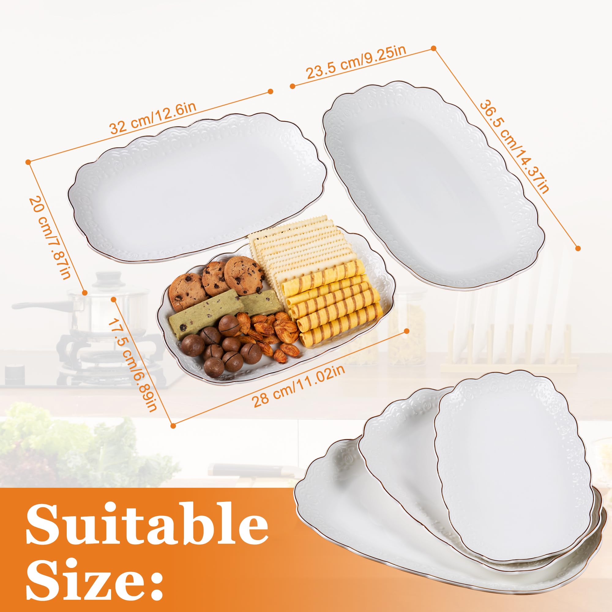 Bandeja Kassel de cerámica ovalada de 12 pulgadas ideal para aperitivos y platos principales.