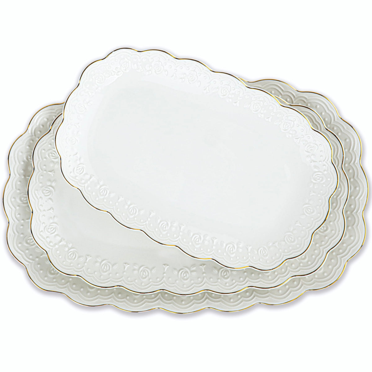 Bandeja Kassel de cerámica ovalada de 14 pulgadas para servir en cenas y fiestas.