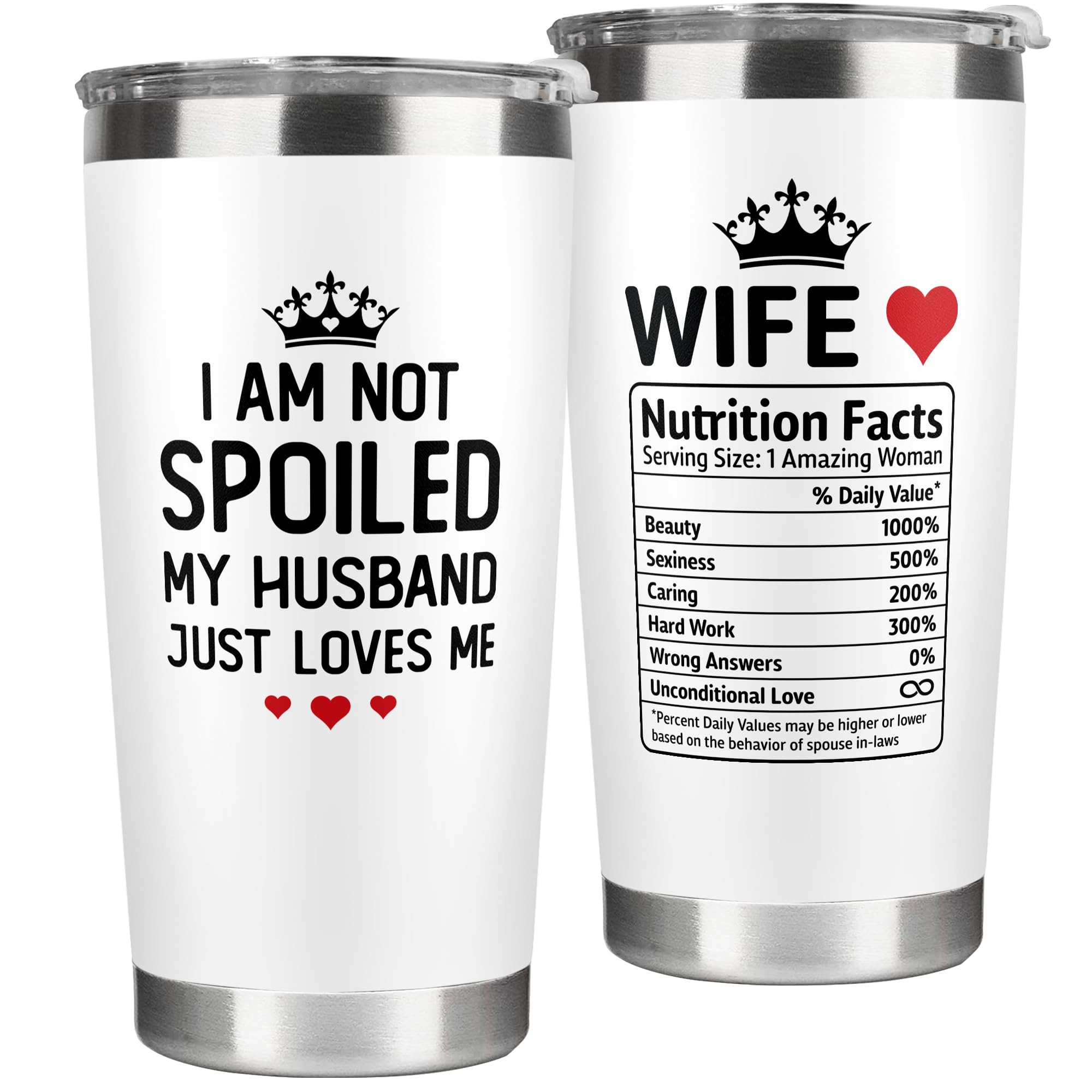 KatAndNat Tumbler blanco 20 oz, regalo romantico para ella.