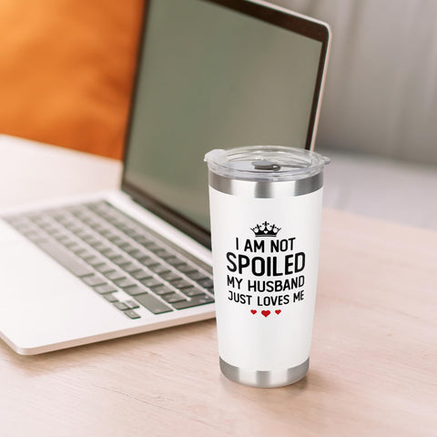 KatAndNat Tumbler blanco 20 oz, perfecto para la oficina o coche.