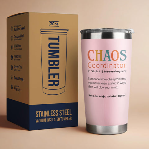 KatAndNat Tumbler rosa, acero inoxidable durable y seguro.