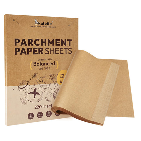 Katbite Balance: papel para hornear 12x16 antiadherente, ideal para galletas.