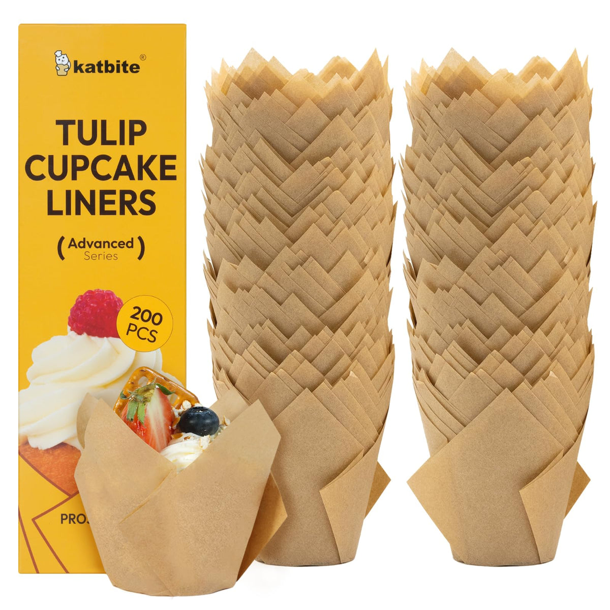 Katbite forros tulip cupcake 200 piezas: añade estilo profesional a tus cupcakes.