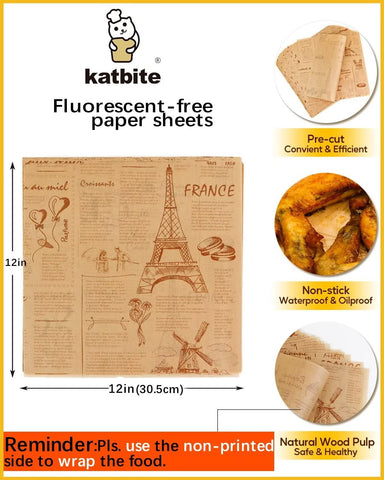 Katbite papel-antiadherente 12x12, evita manchas de grasa al envolver alimentos.