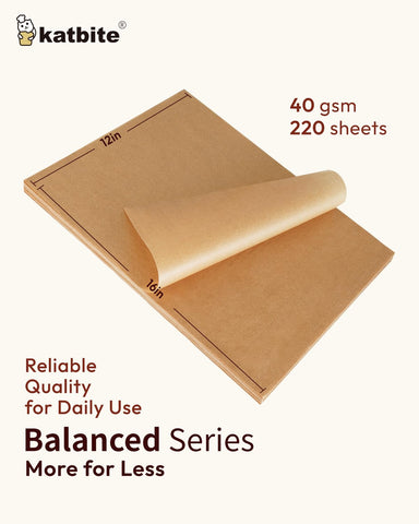 Katbite papel sin blanquear 12x16, opción segura para hornear sin pegarse.