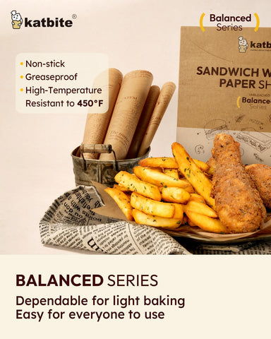 Katbite papel antiadherente resiste aceites, ideal para sándwiches sin goteos.