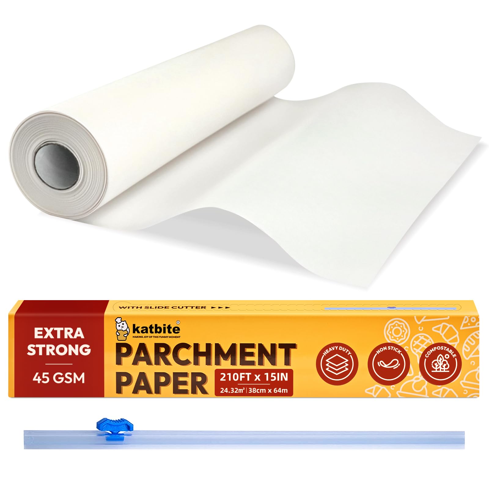 Katbite rollo de papel para hornear con corte a medida para bandejas.