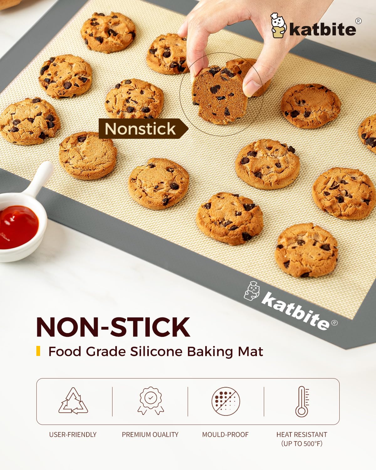 Katbite tapete silicona mitad-bandeja facilidad limpieza y horneado