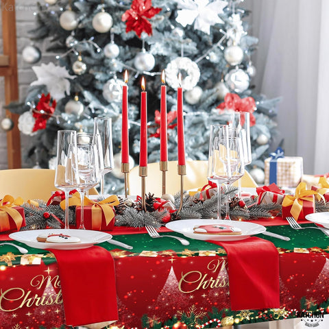 Cena navideña con mantel desechable KatchOn 108x54