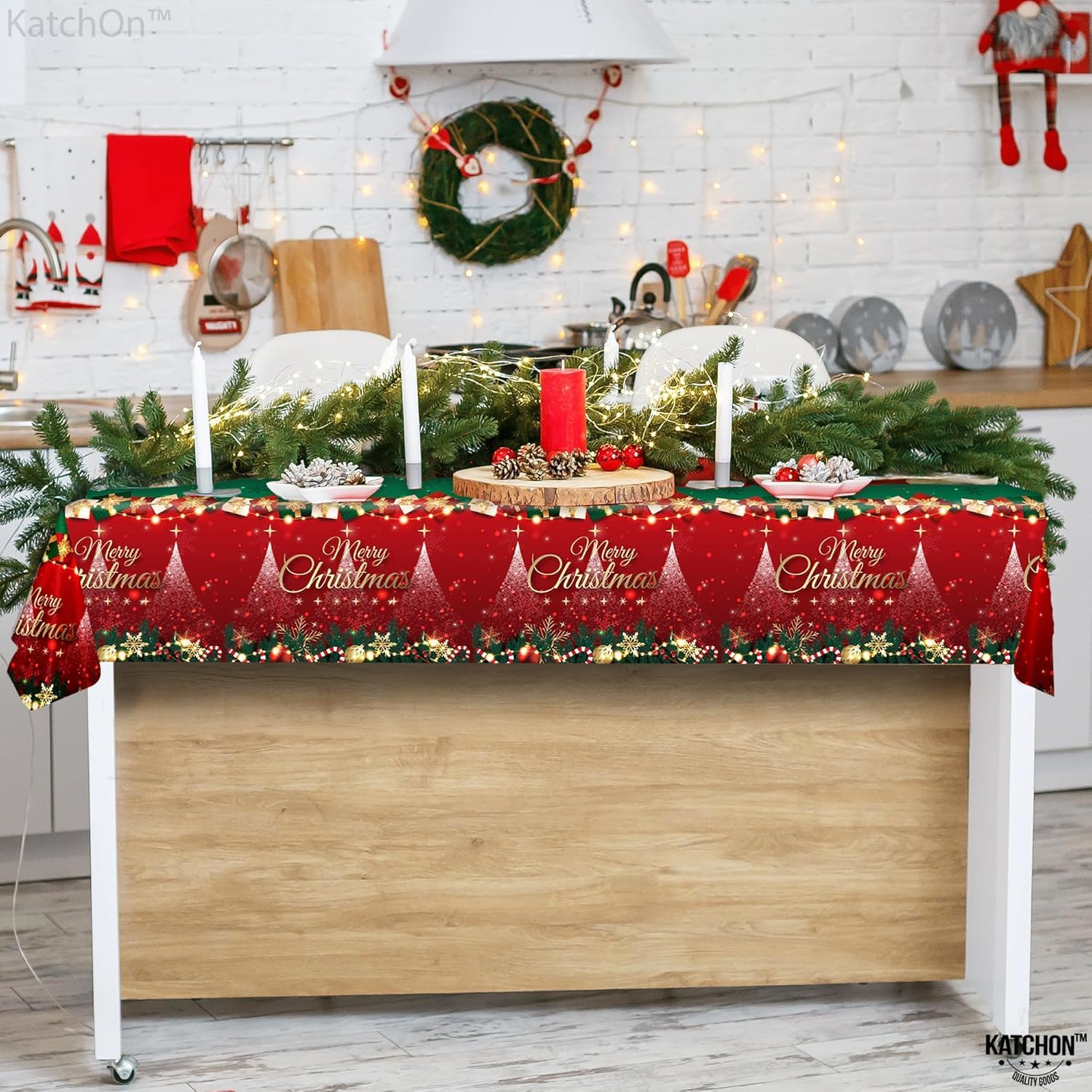 Diseño único KatchOn mantel navidad rectangular para ambiente festivo