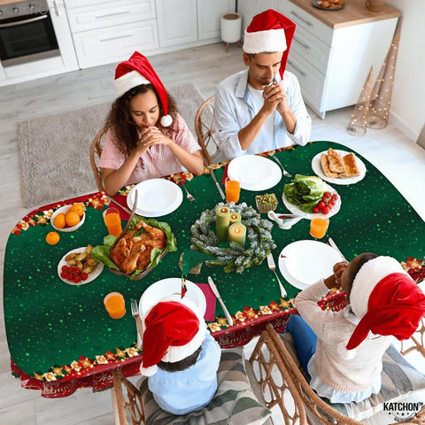 Motivos dorados navideños en mantel KatchOn para decoración elegante