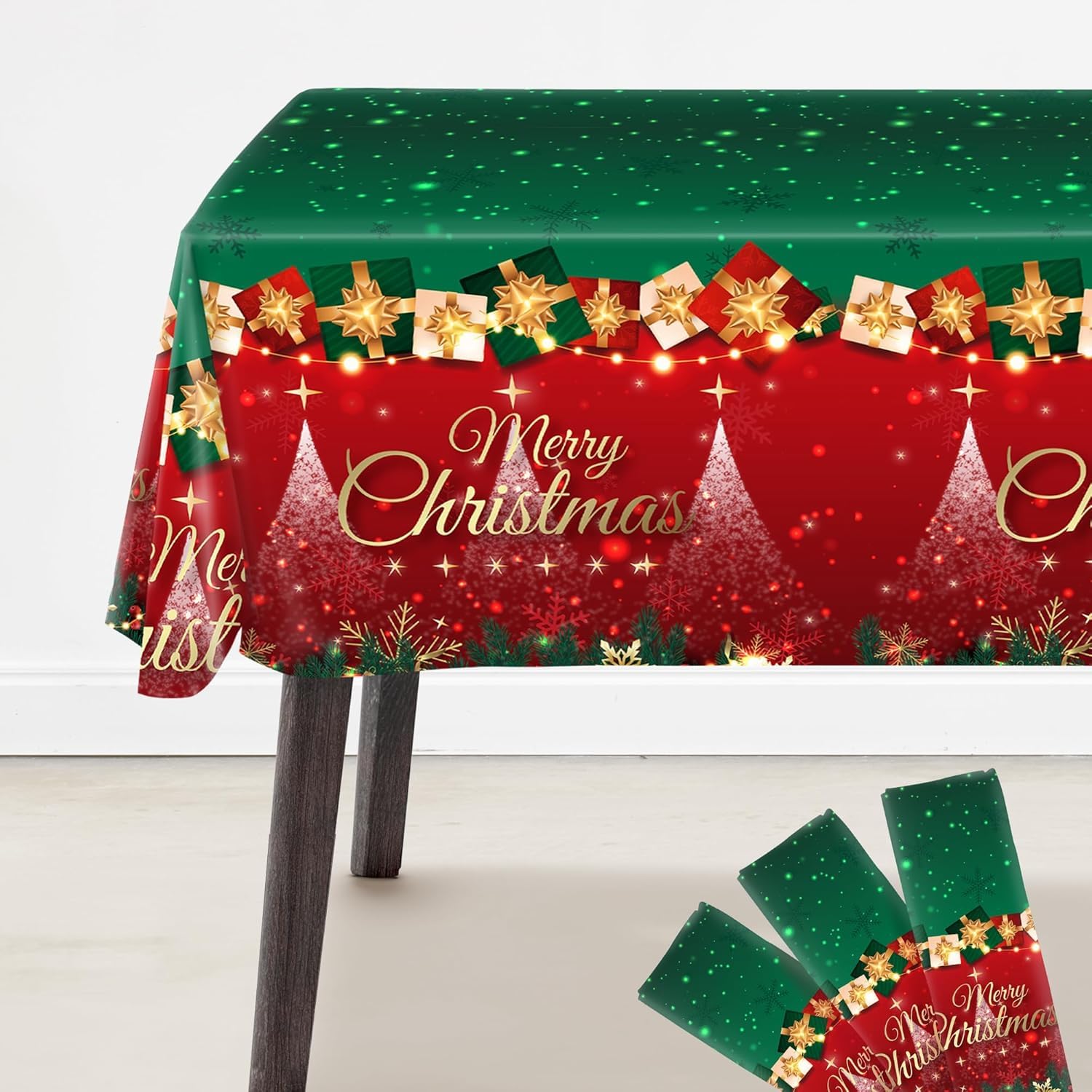 Mantel KatchOn Navidad rojo-verde 108x54 protege la mesa y facilita la limpieza