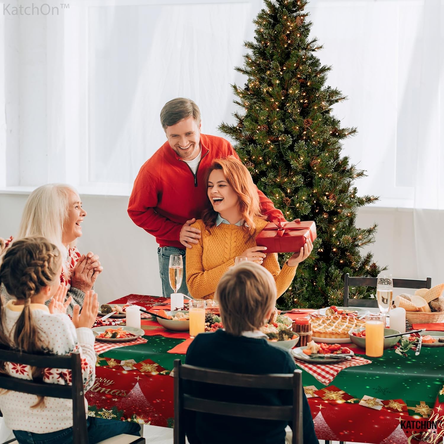 Protección de mesa con mantel KatchOn 108x54 para fiestas navideñas