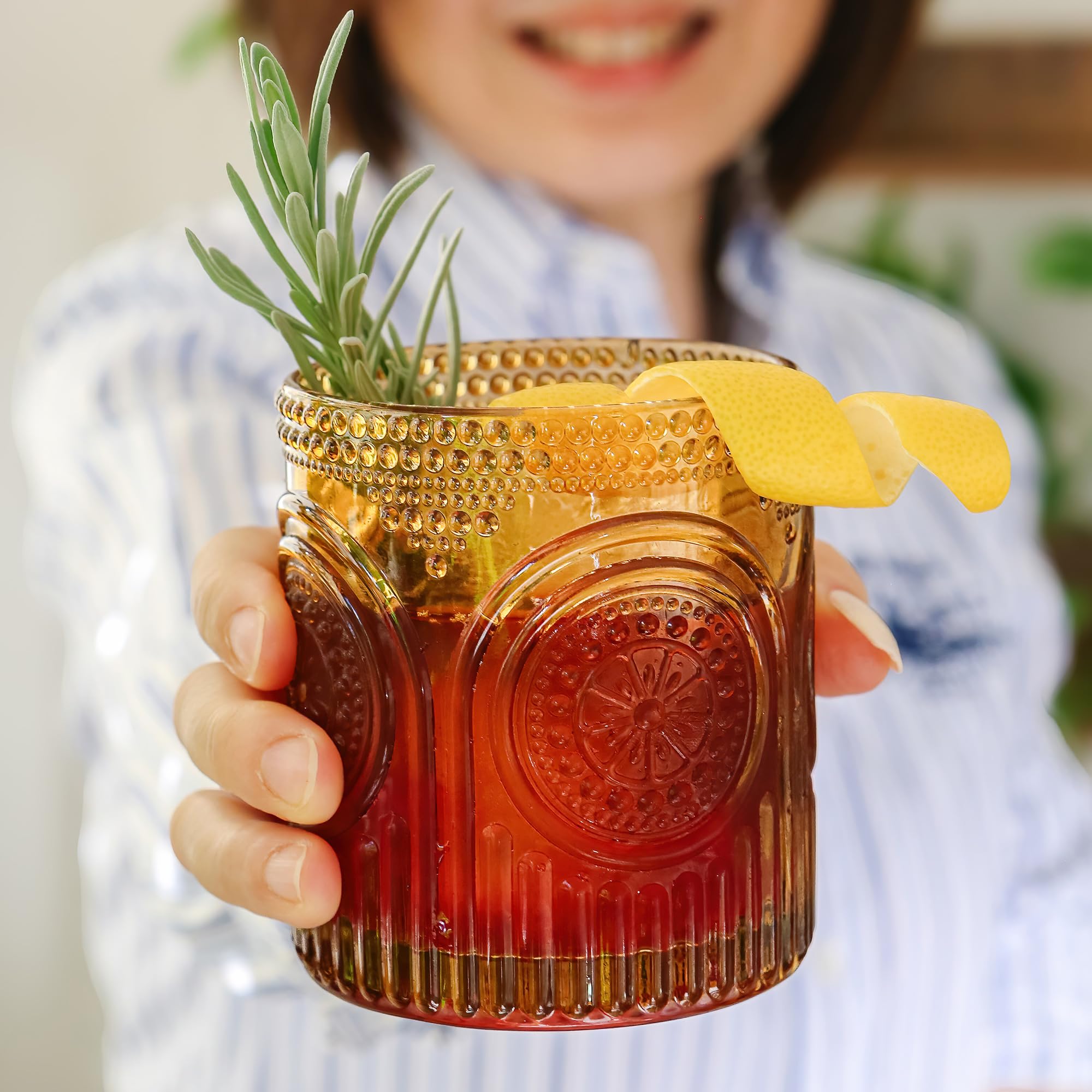 Kate Aspen vasos ámbar para agua y zumos, prácticos y decorativos