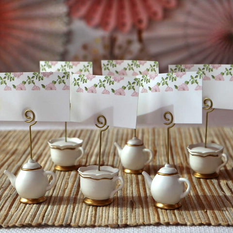 Conjunto de seis porta-tarjetas de Kate Aspen Hora del Té Capricho.