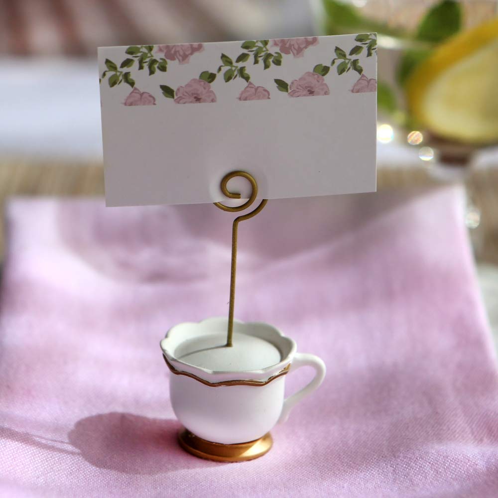 Primer plano de taza porta-tarjetas, Kate Aspen Hora del Té Capricho.
