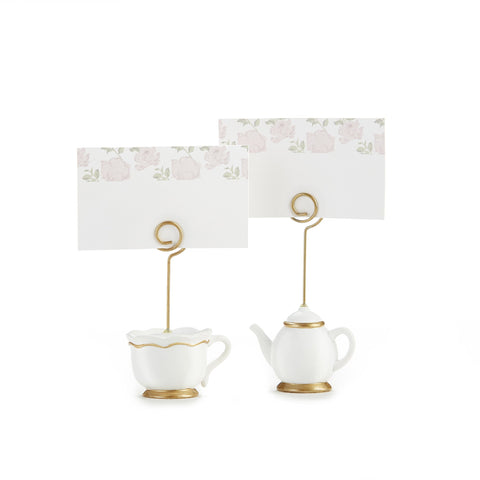 Kate Aspen Hora del Té Capricho: tetera porta-tarjetas rosa, ideal para bodas.