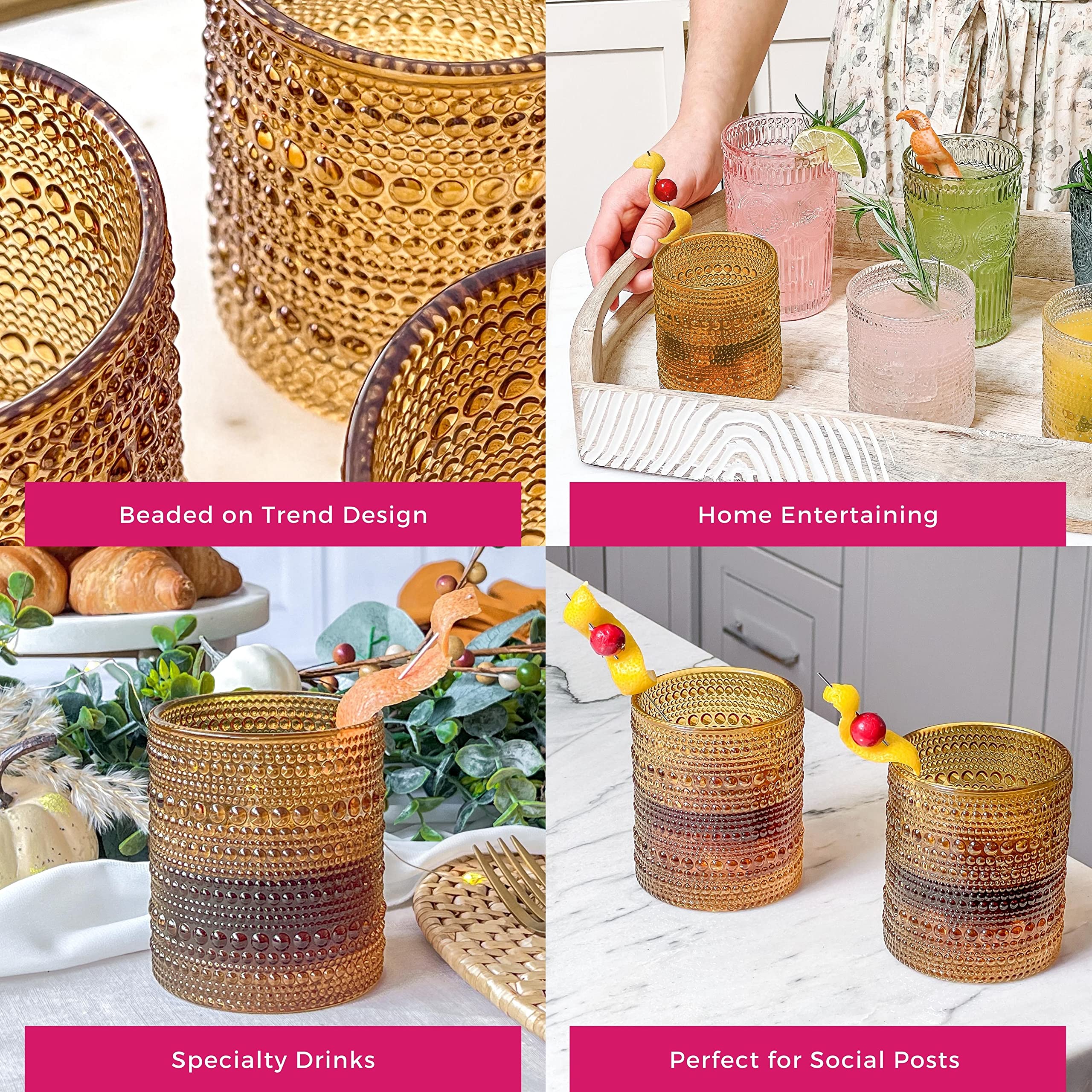 Regalo ideal Kate Aspen para anfitriones con vasos ámbar.