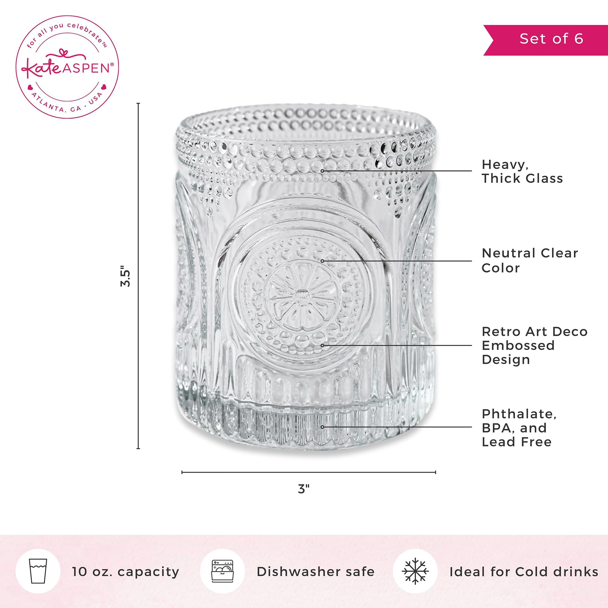 Vaso Kate Aspen 10 onzas en mesa con presencia destacada