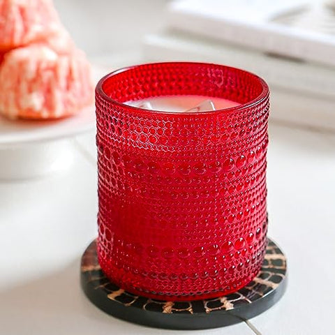 Kate Aspen Vasos rojos con cuentas - Juego vintage de 6 copas de 10 onzas para cócteles, jugos o agua