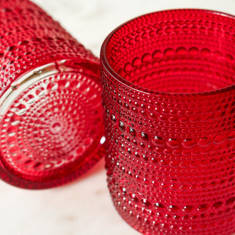 Kate Aspen Vasos rojos con cuentas - Juego vintage de 6 copas de 10 onzas para cócteles, jugos o agua