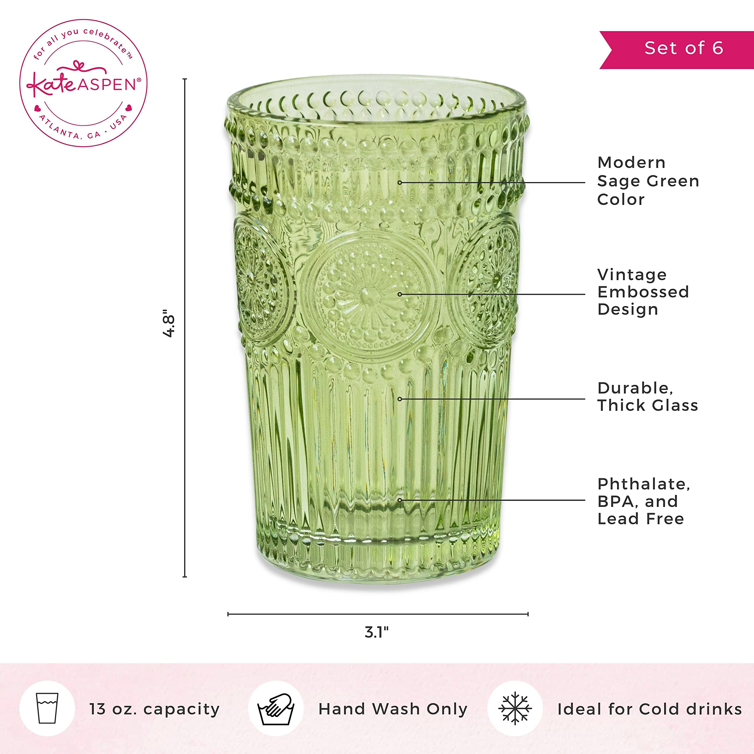 Vasos Kate Aspen para uso diario y ocasiones especiales.