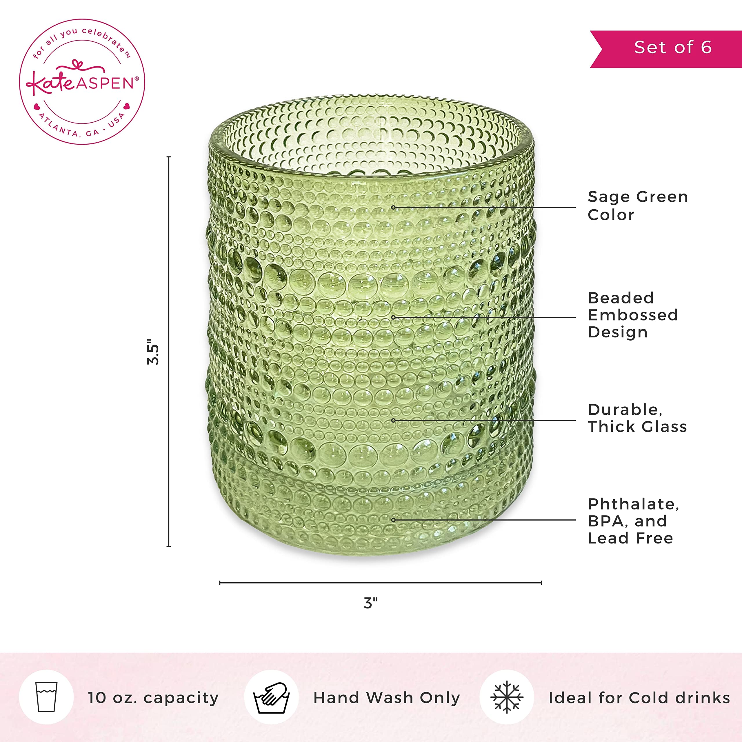 Vaso Kate Aspen verde salvia, regalo ideal para anfitriones y inauguraciones