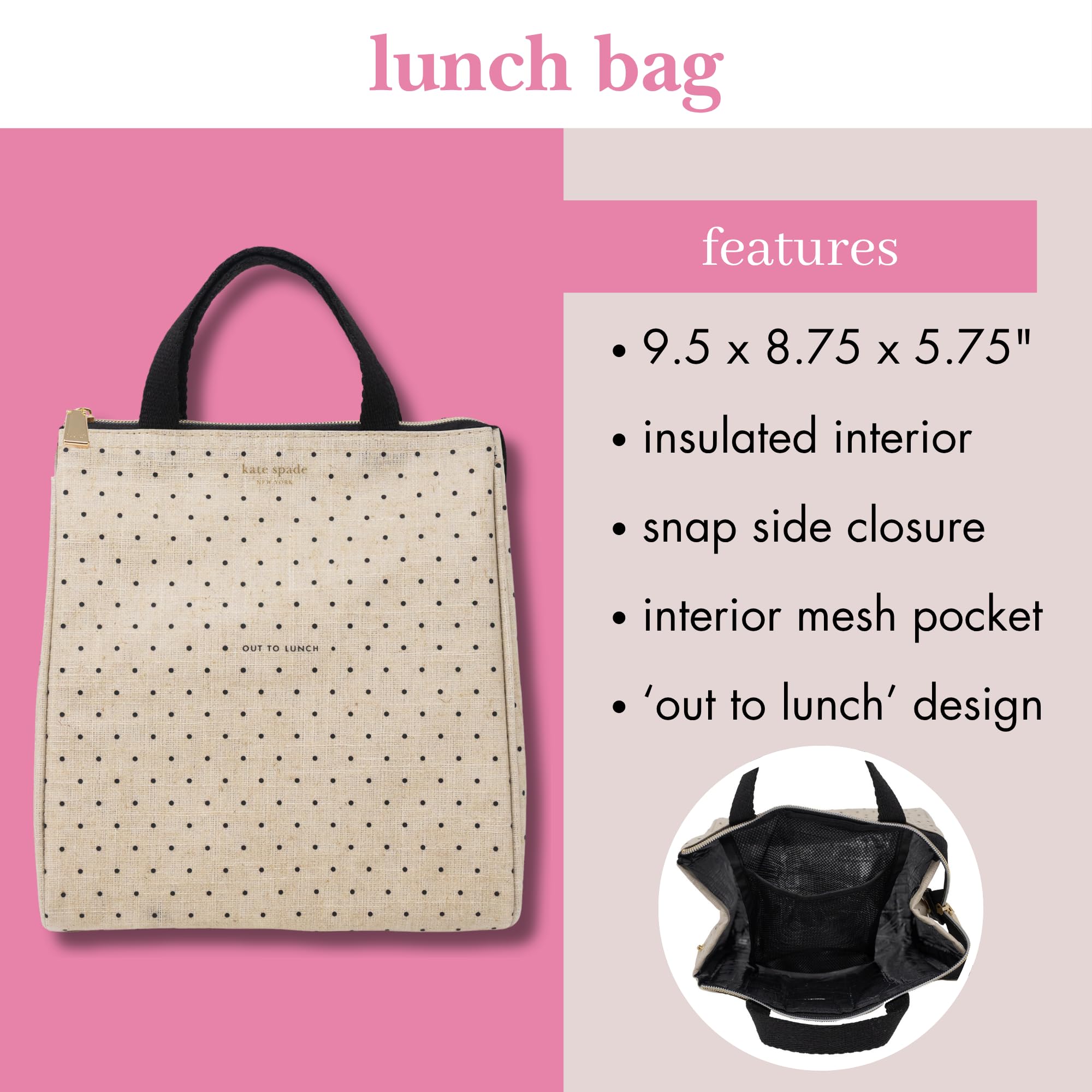 Asas suaves y diseño ergonómico de Kate Spade New York para transporte cómodo.