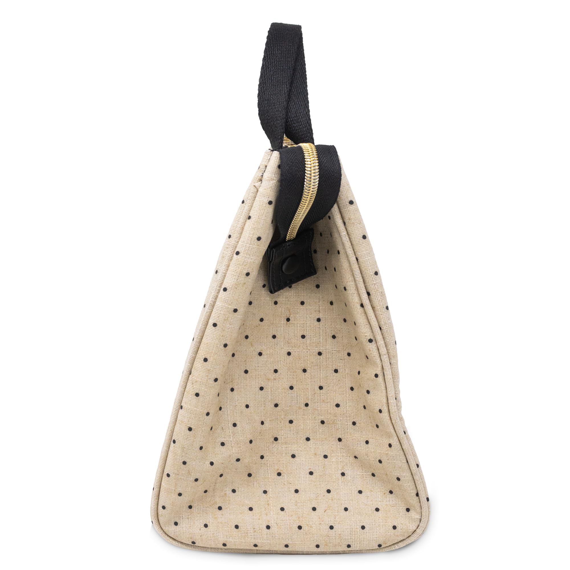 Interior térmico plateado de la bolsa Kate Spade New York para conservar temperatura.