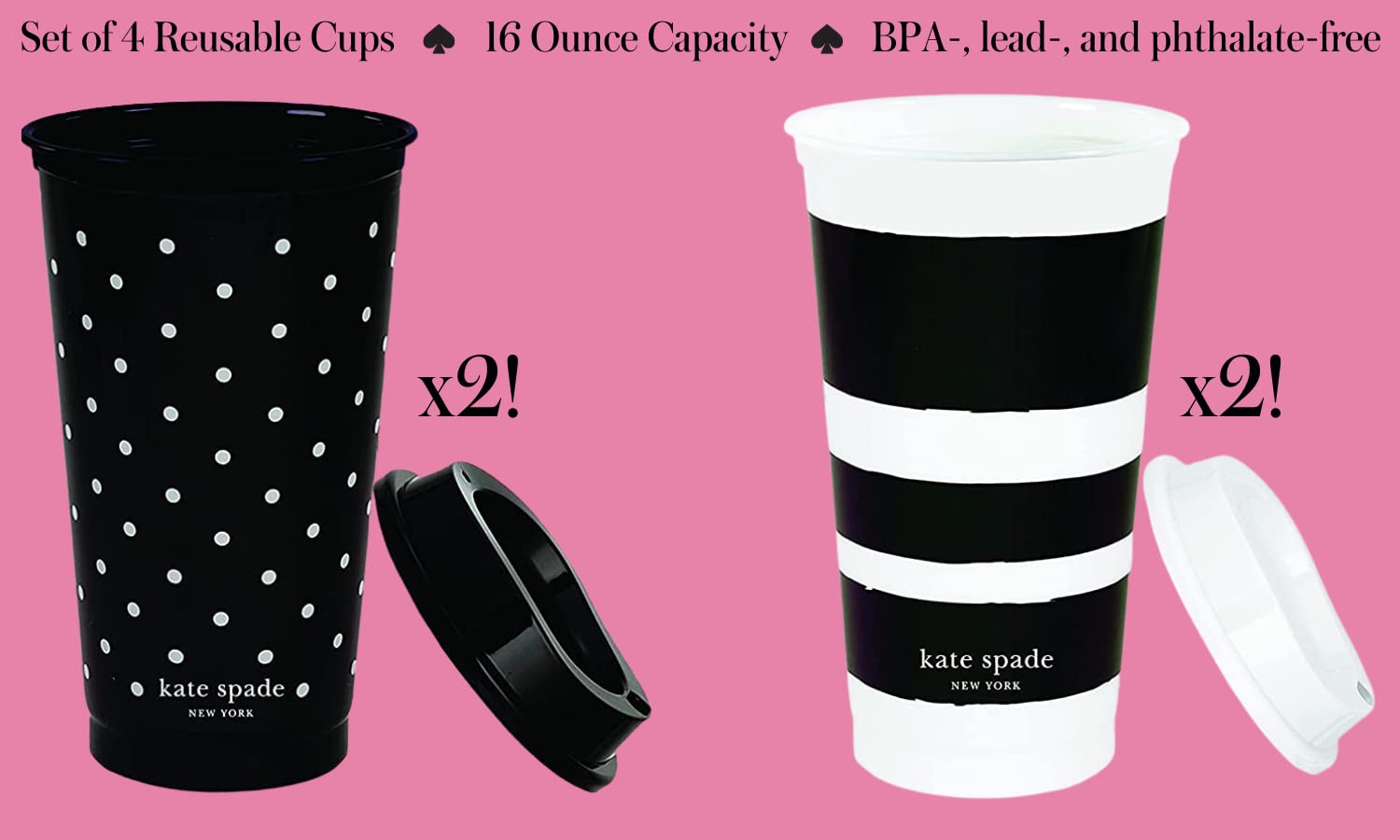 Tumbler Kate Spade New York con capacidad de 473 ml para bebidas calientes o frías