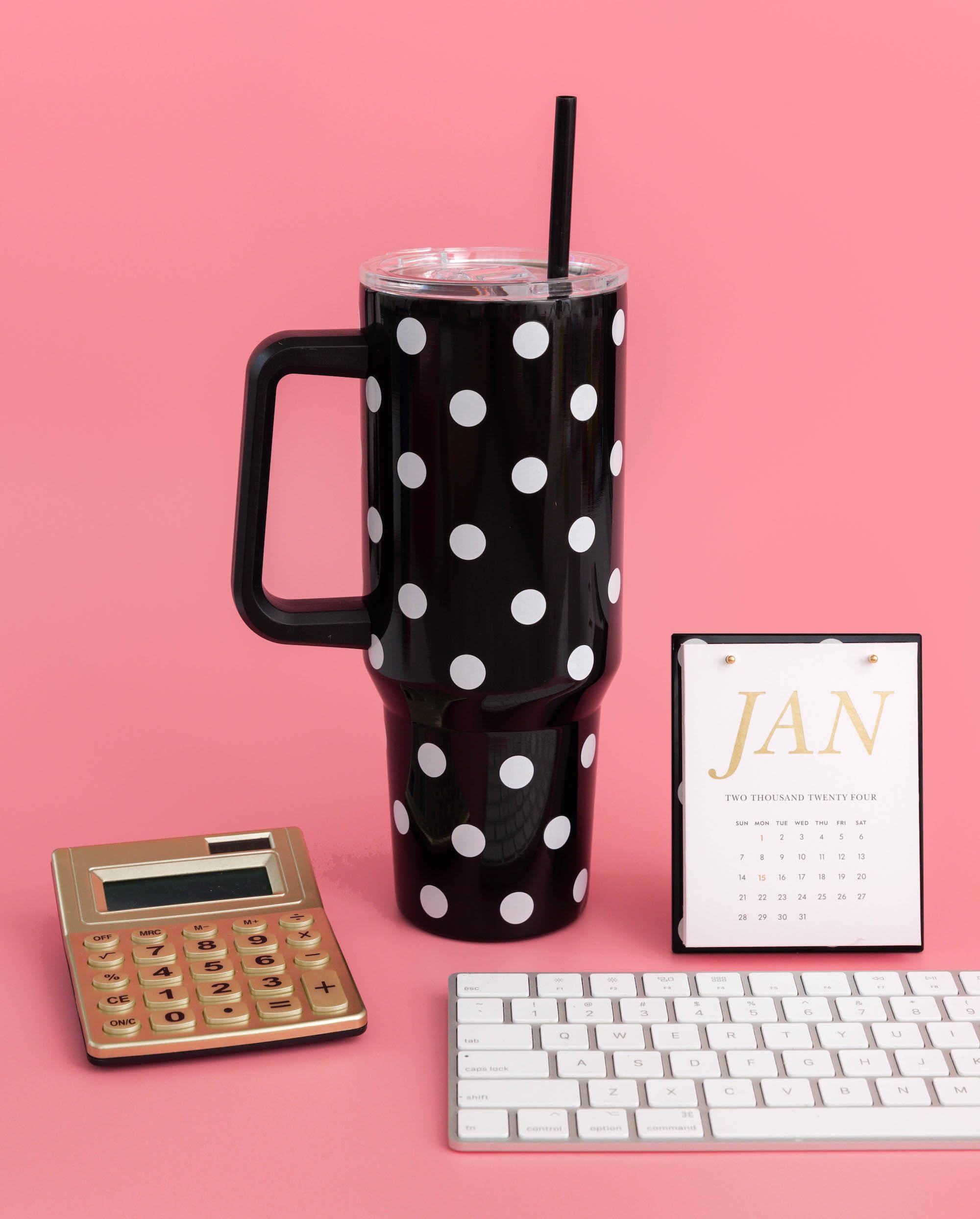 kate spade new york tumbler diseño puntos blancos negros elegante para uso diario