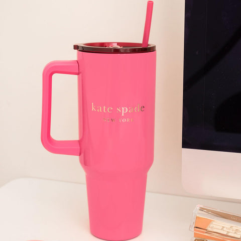 kate spade new york vaso 40 onzas para portavasos, mango ergonómico para llevar.