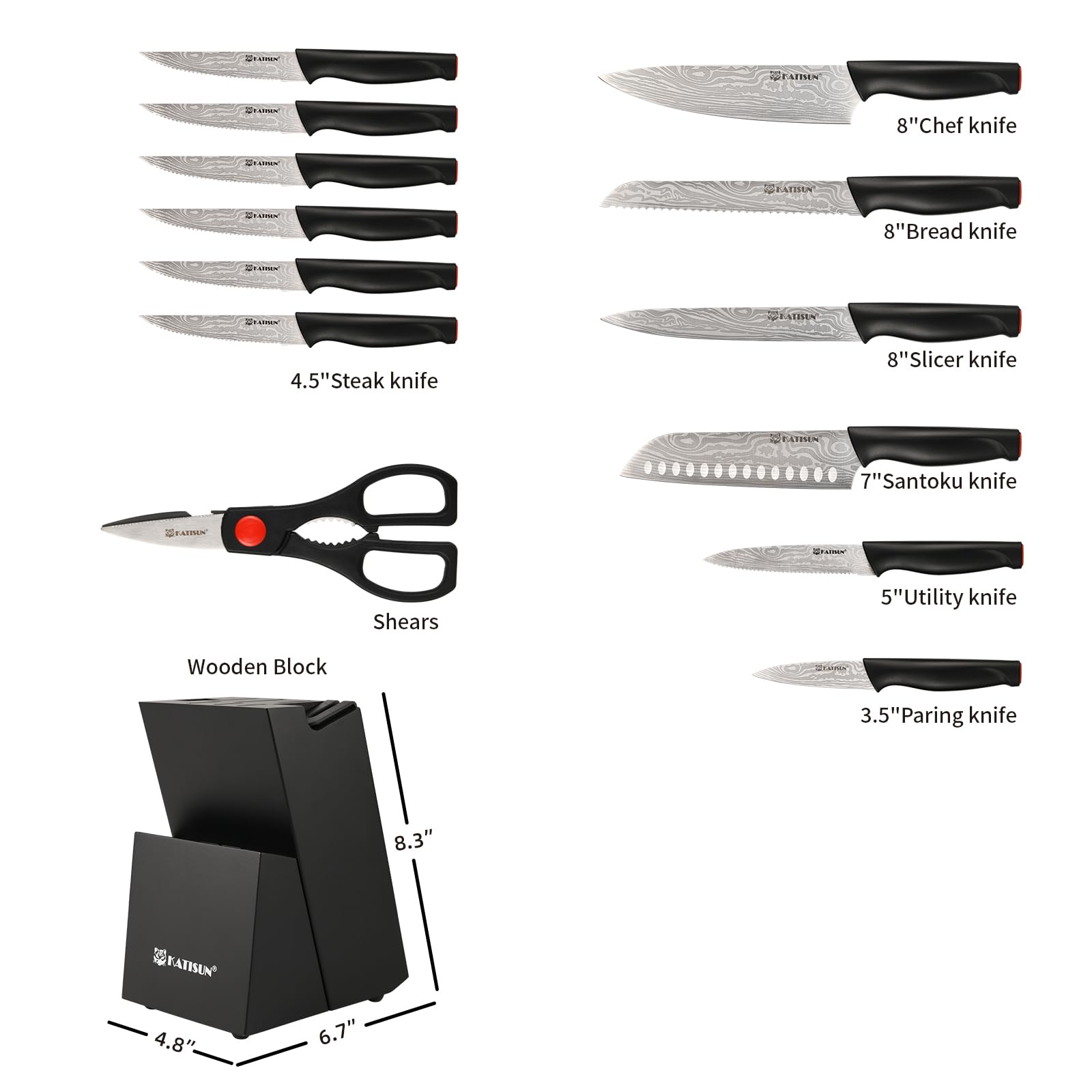 Katisun cuchillo chef 8 pulgadas, filo preciso para cortes